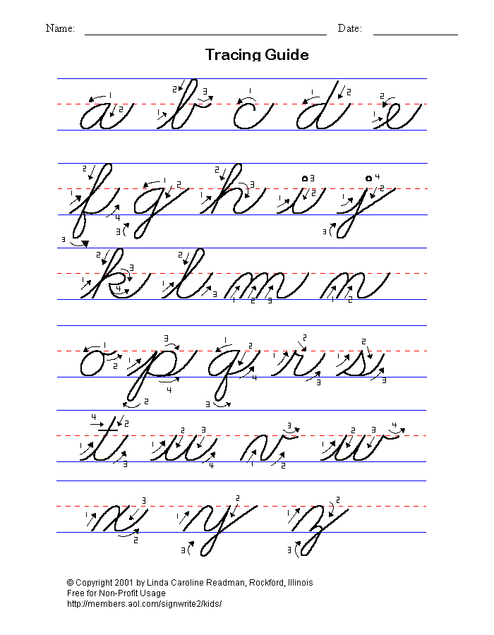 alphabets in cursive